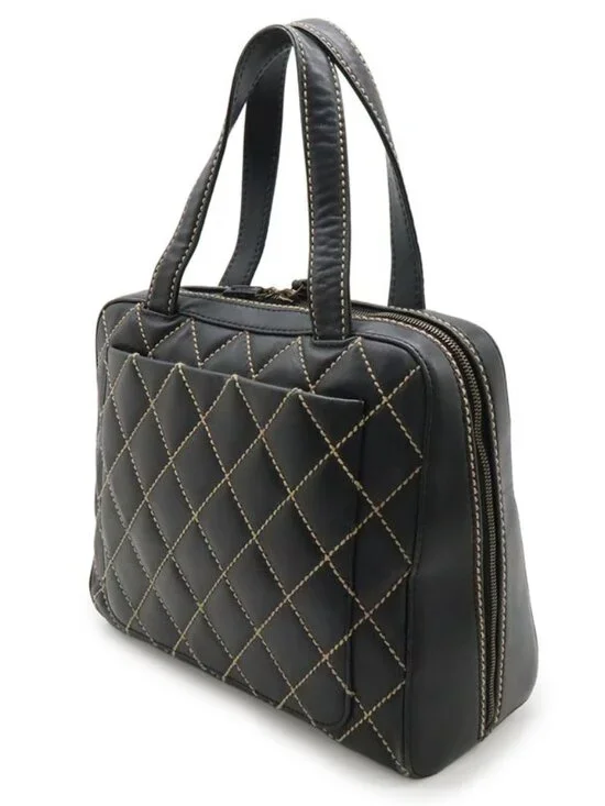 Chanel Wild Stitch CC Logo Tote Leather Black - Picture 2 of 9